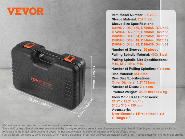 VEVOR 27 PCS Pull and Press Sleeve Kit Steel Bush Bearing Removal Installation main image 0