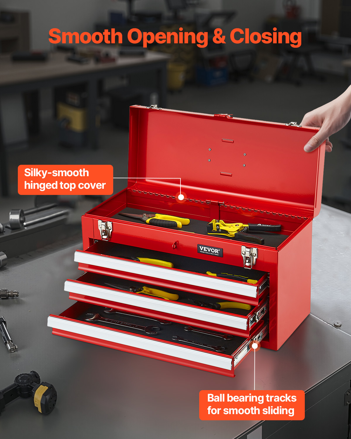 VEVOR Tool Box 218.4/457.2/520mm Portable Metal Tool Box 3/4/5 Drawers Organizer - Picture 52 of 72