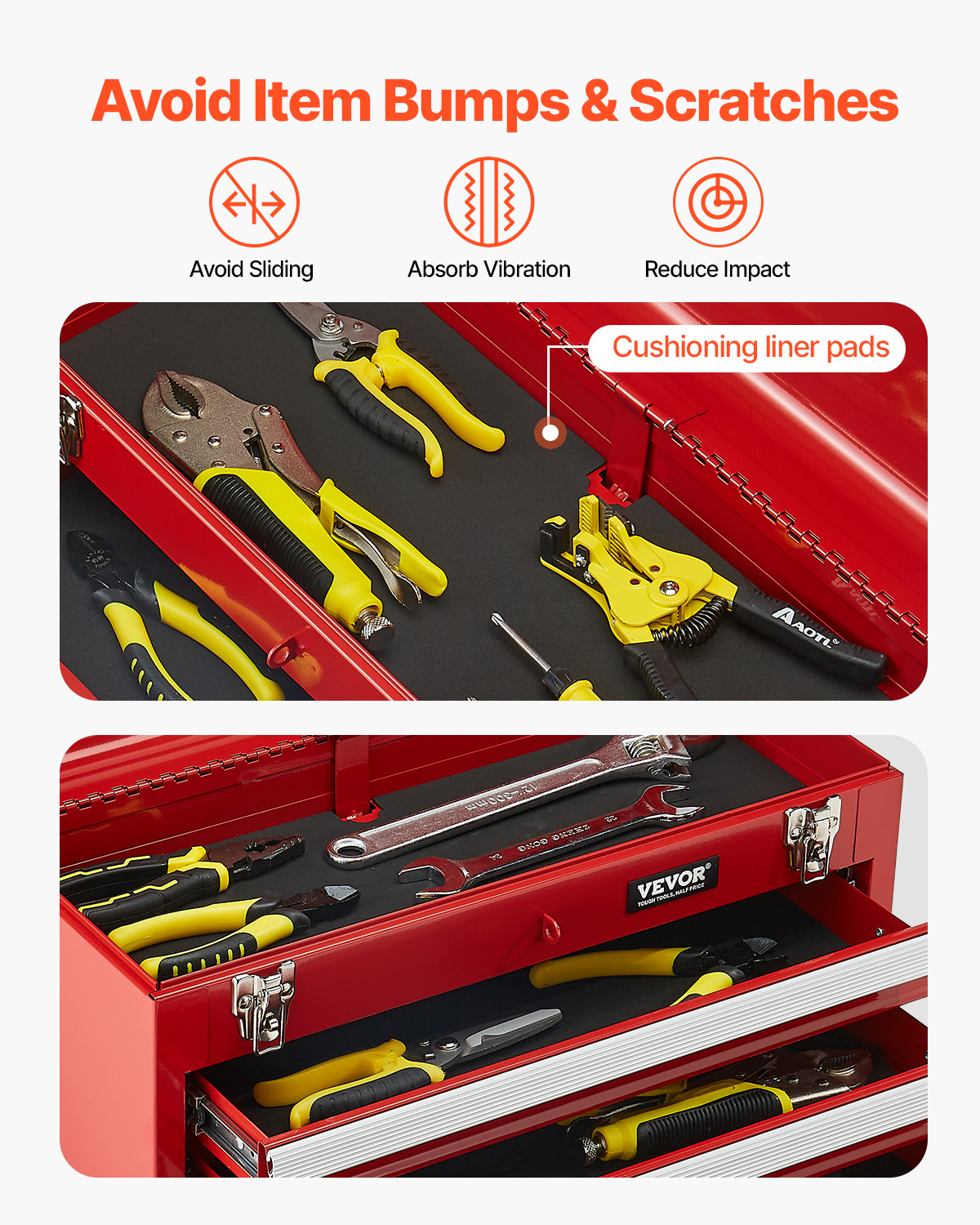 VEVOR Tool Box 218.4/457.2/520mm Portable Metal Tool Box 3/4/5 Drawers Organizer - Picture 55 of 72