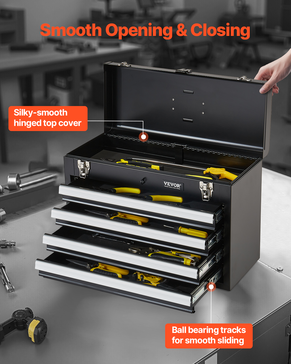 VEVOR Tool Box 218.4/457.2/520mm Portable Metal Tool Box 3/4/5 Drawers Organizer - Picture 64 of 72