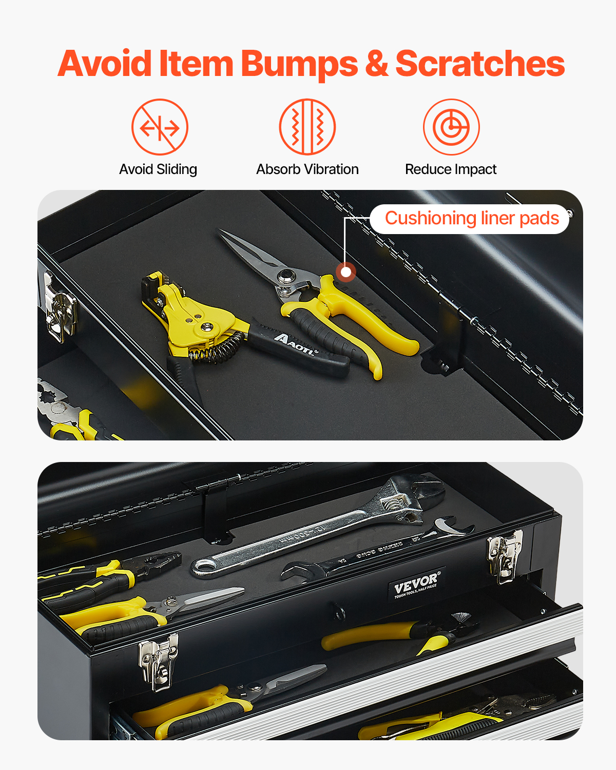 VEVOR Tool Box 218.4/457.2/520mm Portable Metal Tool Box 3/4/5 Drawers Organizer - Picture 67 of 72