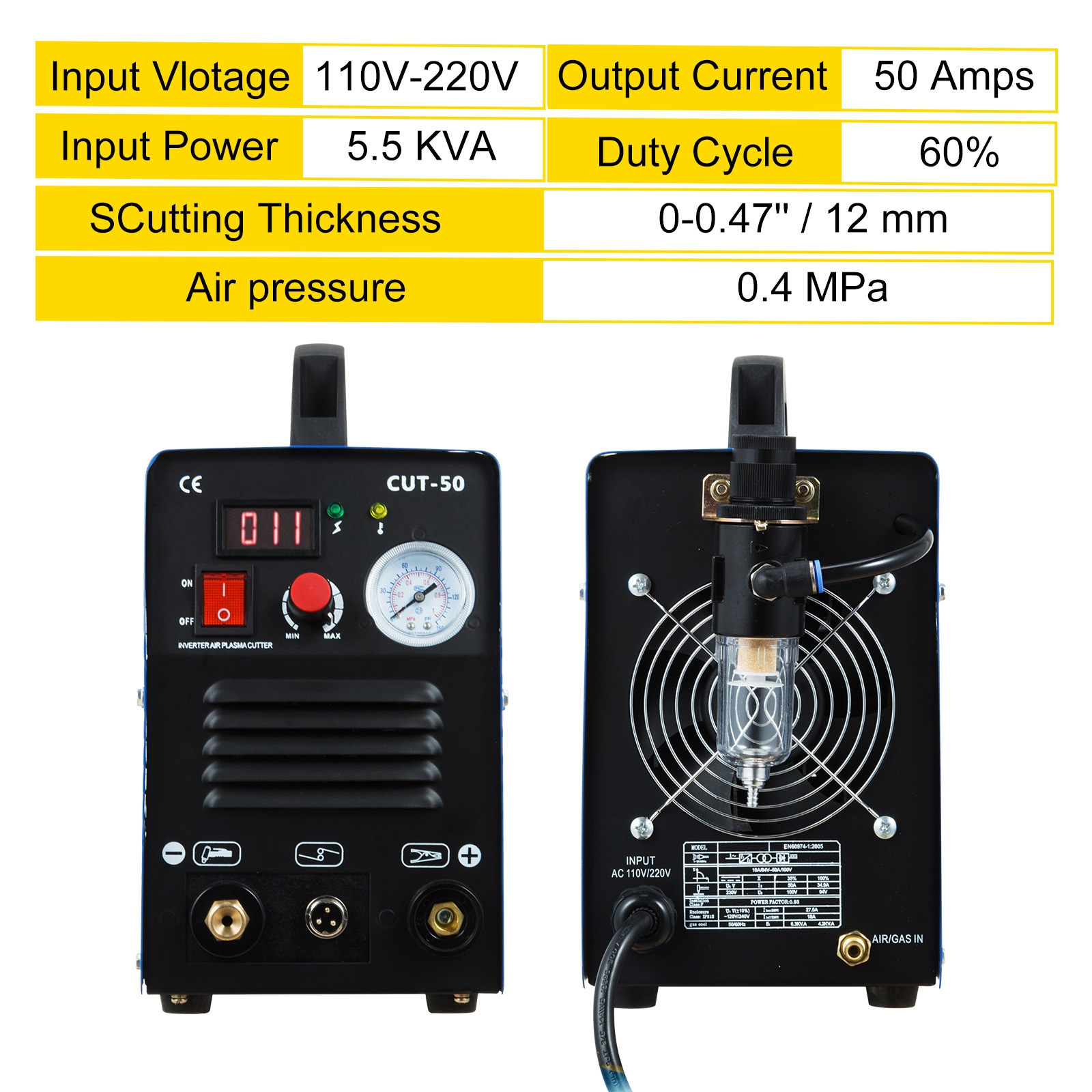 VEVOR Découpeur Plasma 65A - Machine De Découpe IGBT 220V Pour Métaux, Idéal Atelier & Bricolage