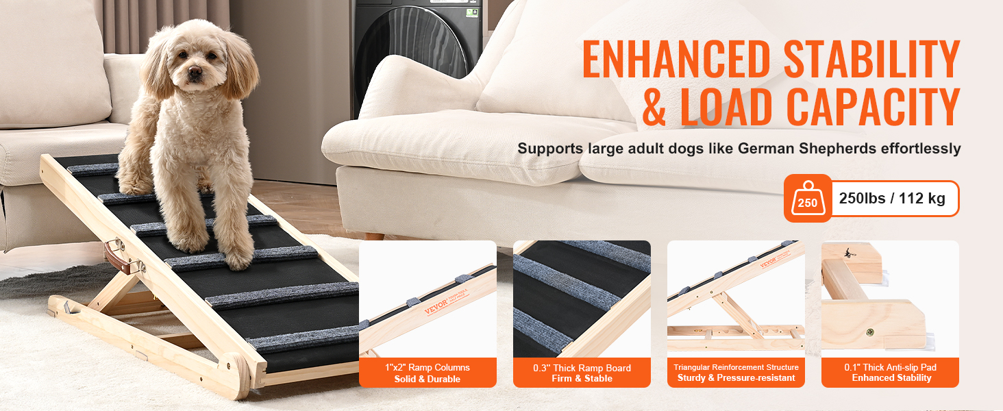 Rampa ajustable para perros para cama, 40 x 15 pulgadas, rampa plegable  para mascotas para perros pequeños, medianos y grandes con capacidad para
