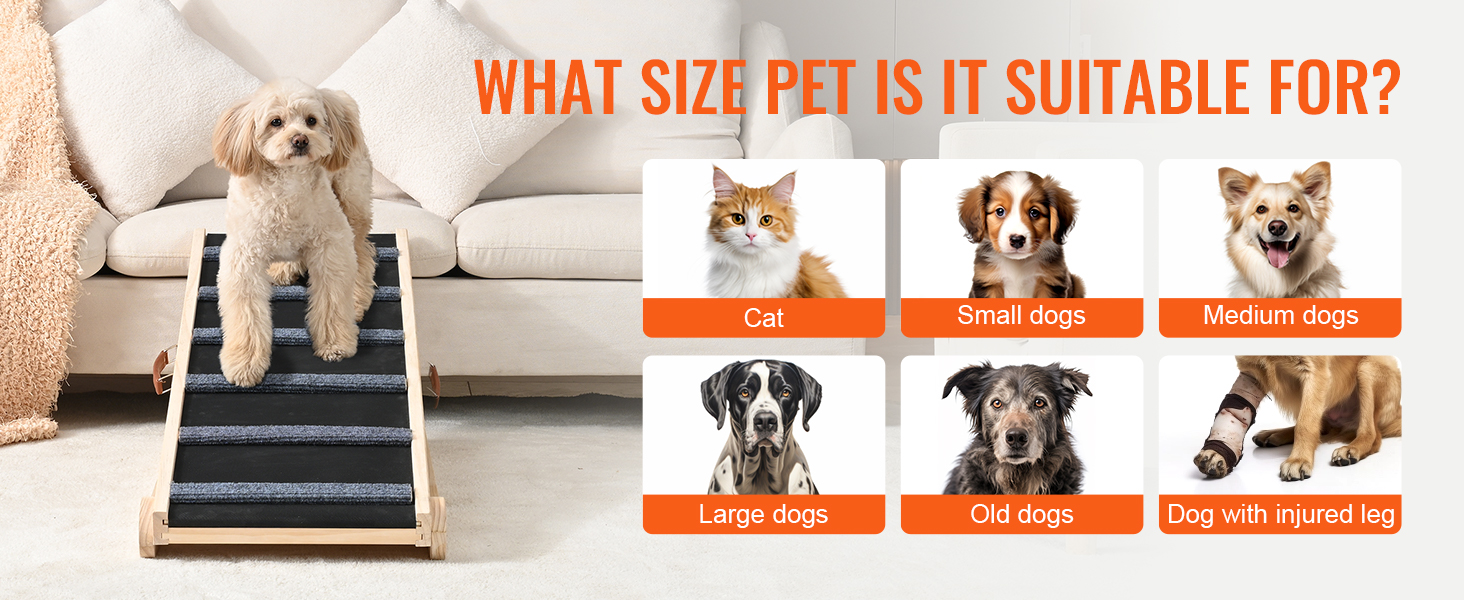 Rampa para perros para cama, rampa ajustable para mascotas para sofá, rampa  de perro para cama alta, de perro pequeño a perro grande, de madera