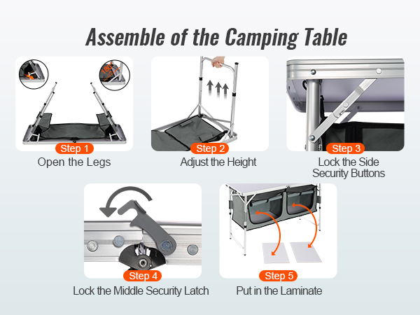 HENGMEI Cuisine d'Extérieur Cuisine de Camping Pliante 97 x 47.5 x 78 cm  mobile Armoire de camping avec sac de transport, Noir - Cdiscount Jardin