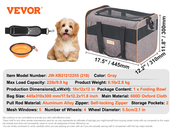 VEVOR Cat Dog Carrier with Wheels Airline Approved, Rolling Pet Carrier on  Wheels Hold up to 22 lbd. CWLGXHS22LBSACDGXV0 - The Home Depot