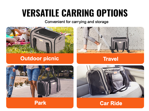 VEVOR Cat Carrier with Wheels, Airline Approved Rolling Pet Carrier ...