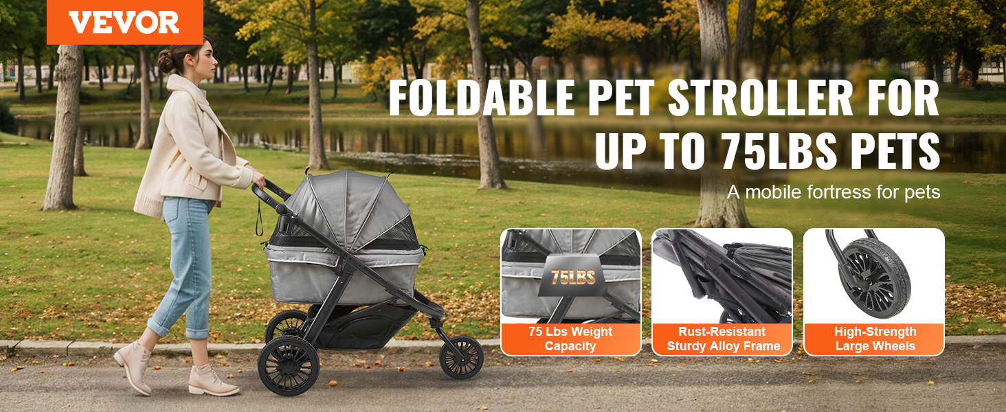 Foldable Pet Stroller Carrier: Cozy Cruise for Your Crew