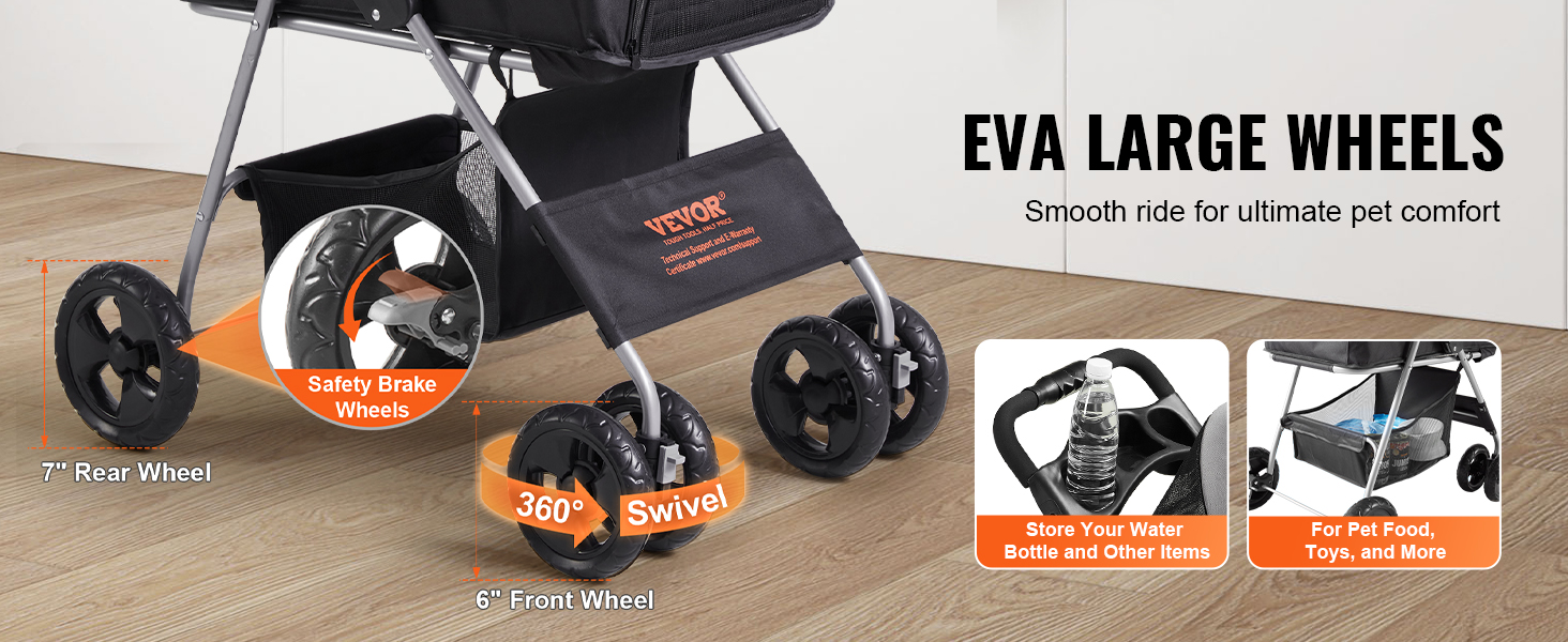 VEVOR Dog Bike Trailer, Supports up to 66 lbs, Pet Cart Bicycle Carrier,  Easy Folding Frame with Quick Release Wheels, Universal Bicycle Coupler,  Reflectors, Flag, Collapsible to Store, Orange/Gray