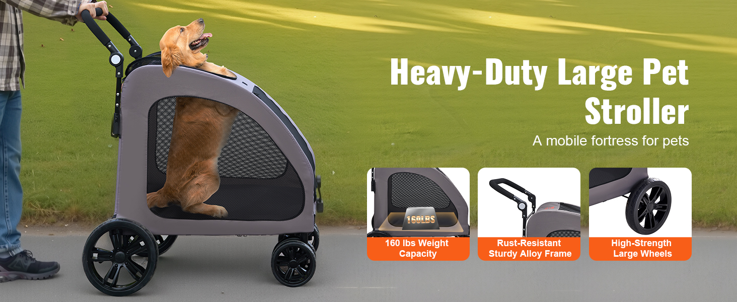Vevor Pet Stroller Passeggino Per Cani VEVOR 4 Ruote - Portata 16kg, Pieghevole, Con Parapioggia Passeggino Cani Vevor 4 Ruote - 3