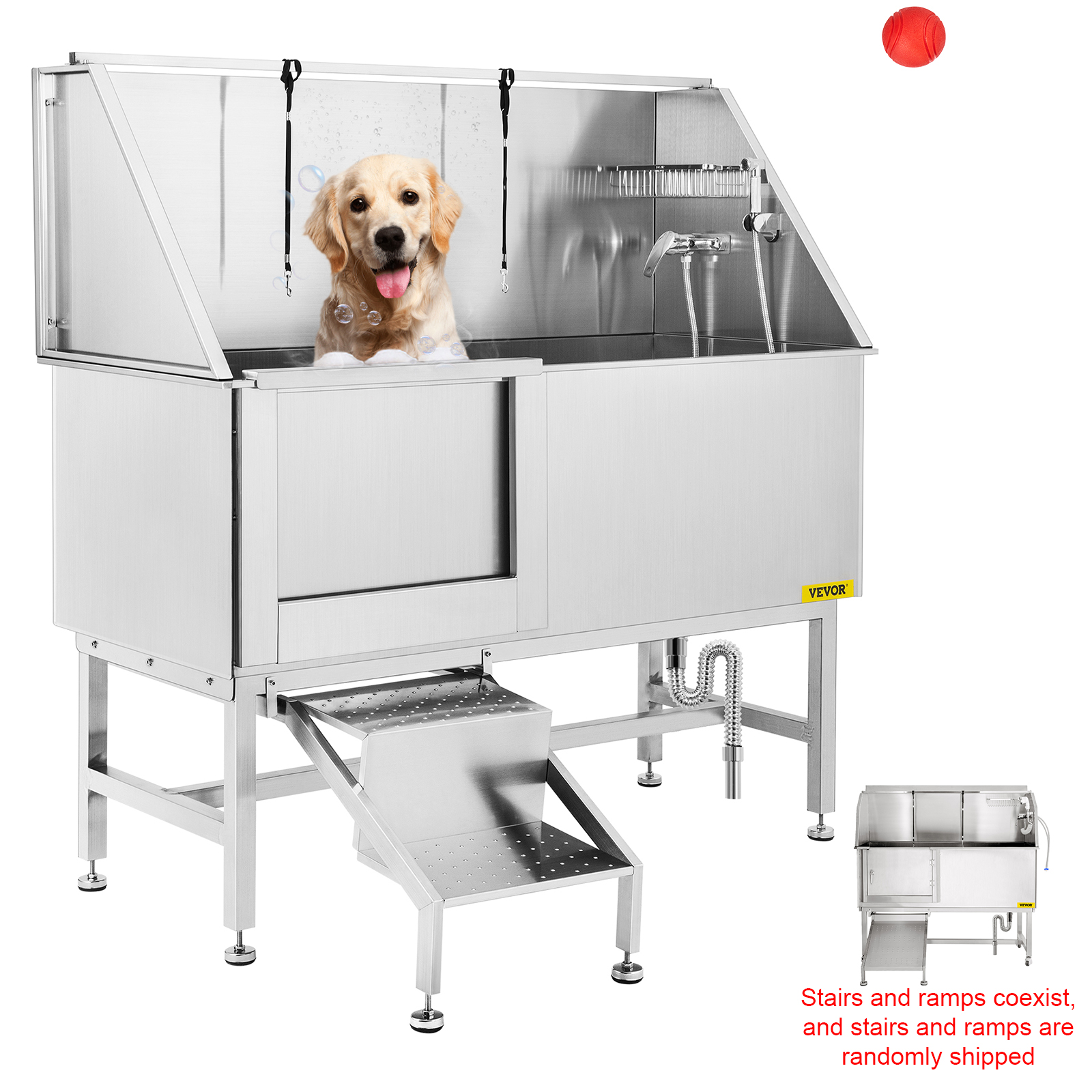 VEVOR Hond Grooming Bad Hondenwasstation 63 inch Badkuip van RVS