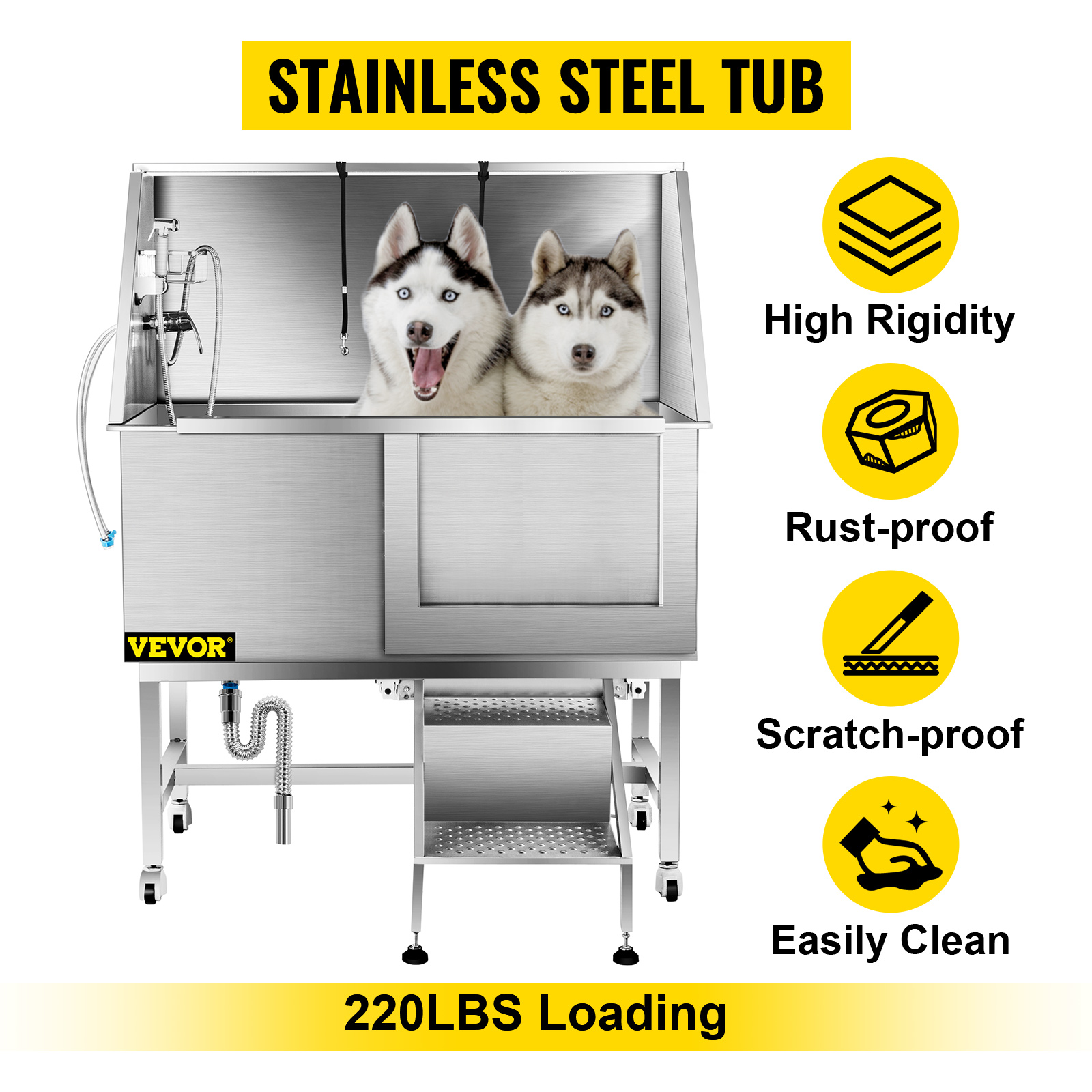 Stainless Steel Step In Dog Grooming Tub