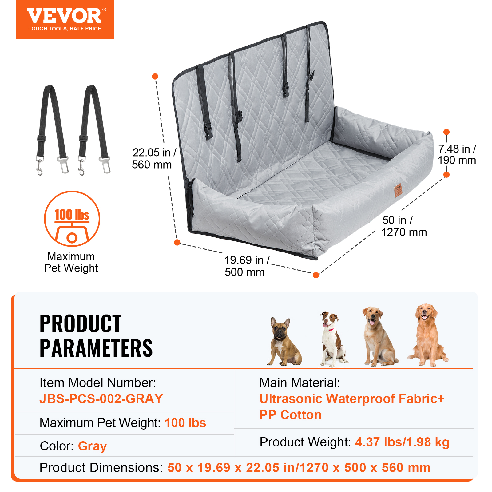Dog Booster Car Seat Pet Car Seat for Small Medium Large Dog up to 100/8lb - Picture 9 of 146