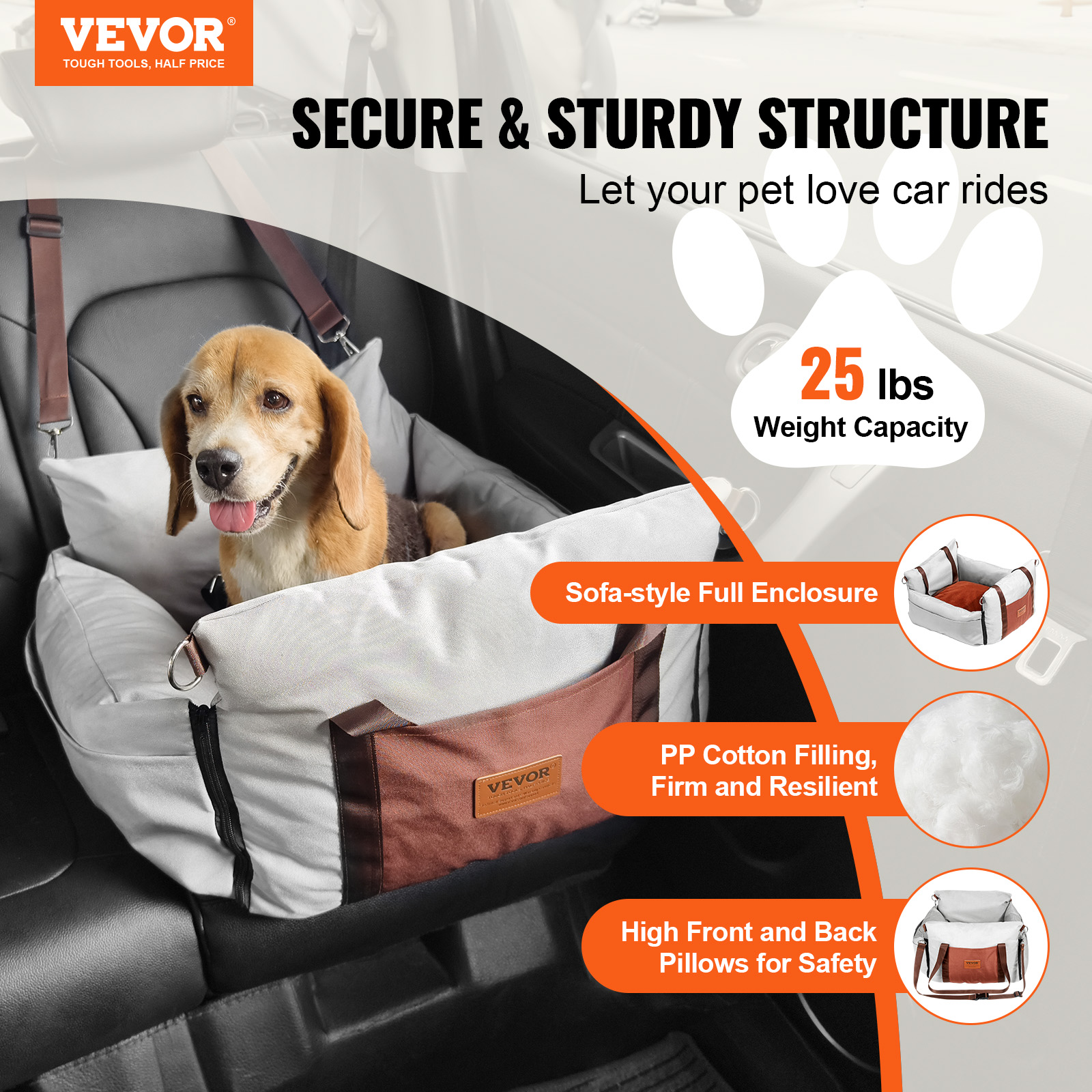 Dog Booster Car Seat Pet Car Seat for Small Medium Large Dog up to 100/8lb - Picture 16 of 146