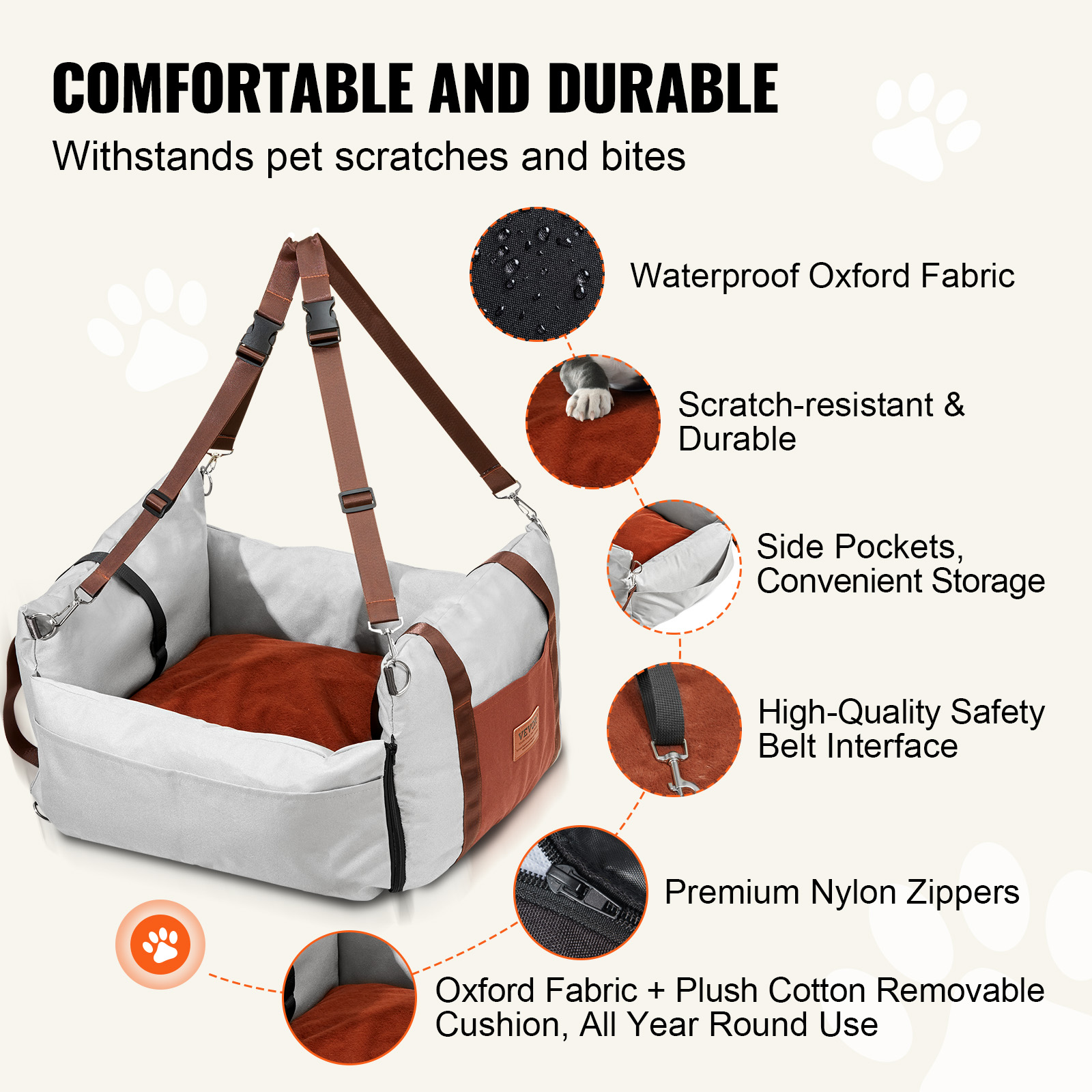 Dog Booster Car Seat Pet Car Seat for Small Medium Large Dog up to 100/8lb - Picture 17 of 146
