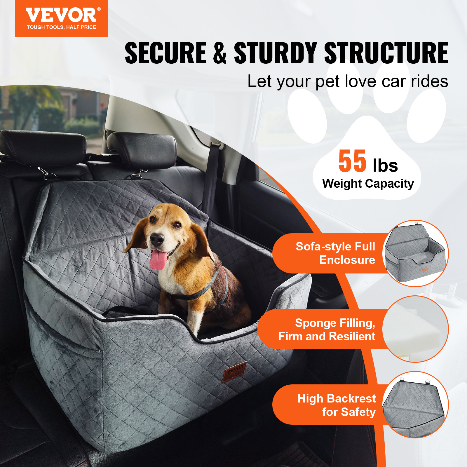 Dog Booster Car Seat Pet Car Seat for Small Medium Large Dog up to 100/8lb - Picture 28 of 146