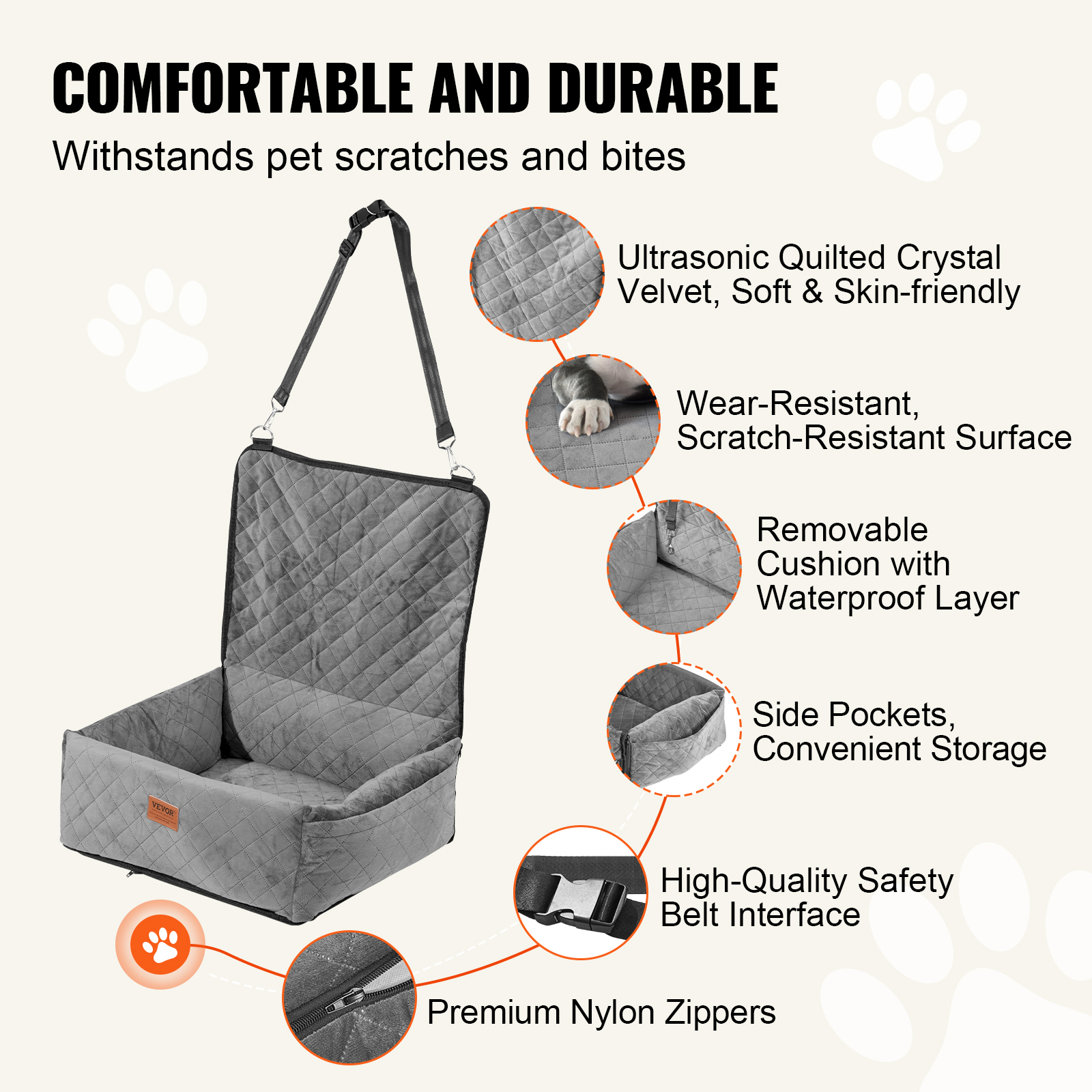 Dog Booster Car Seat Pet Car Seat for Small Medium Large Dog up to 100/8lb - Picture 41 of 146