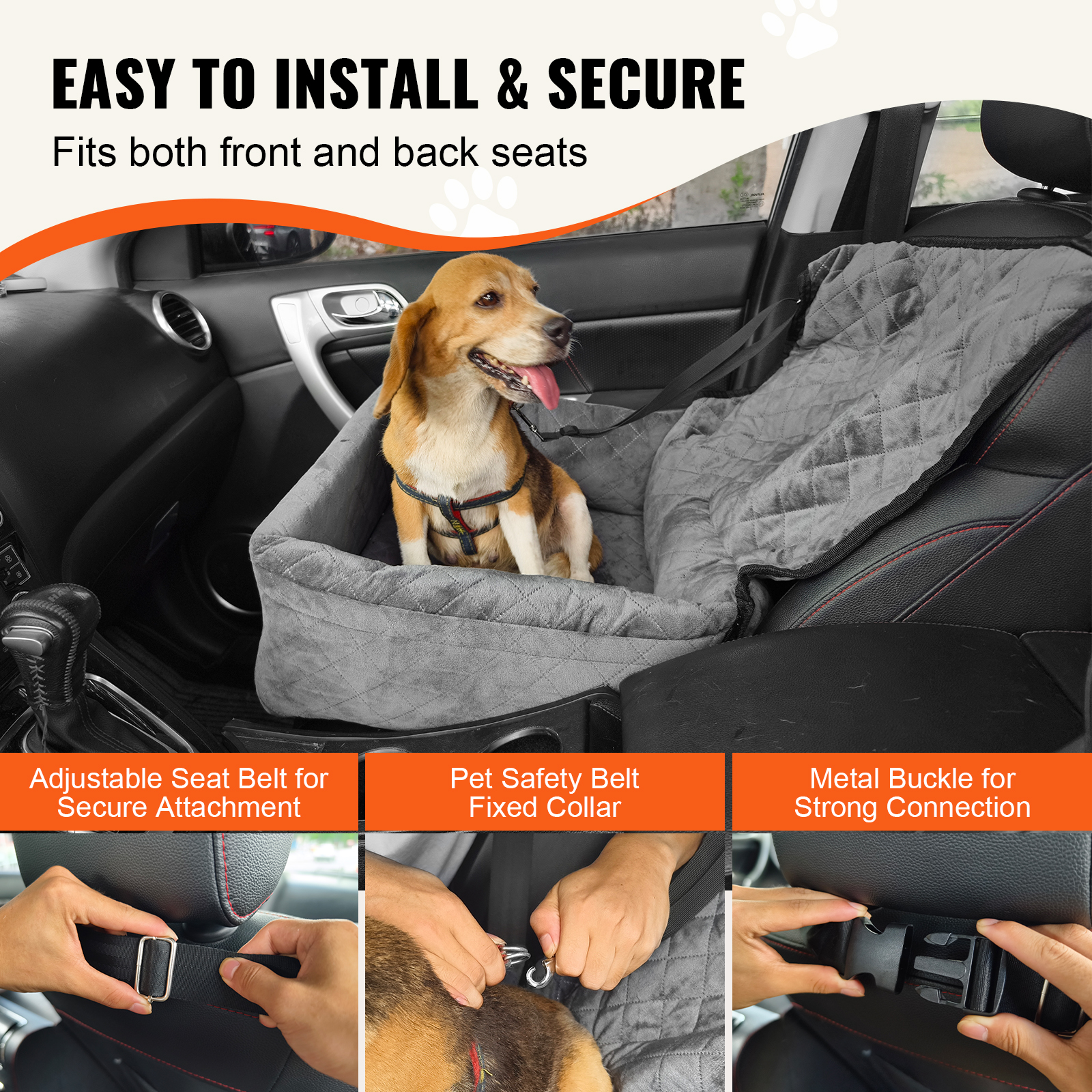 Dog Booster Car Seat Pet Car Seat for Small Medium Large Dog up to 100/8lb - Picture 42 of 146