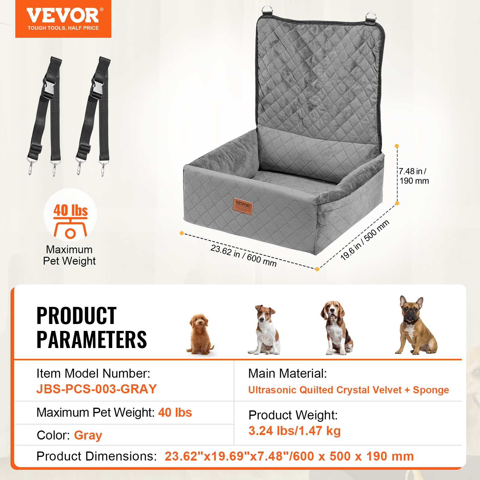 Dog Booster Car Seat Pet Car Seat for Small Medium Large Dog up to 100/8lb - Picture 45 of 146