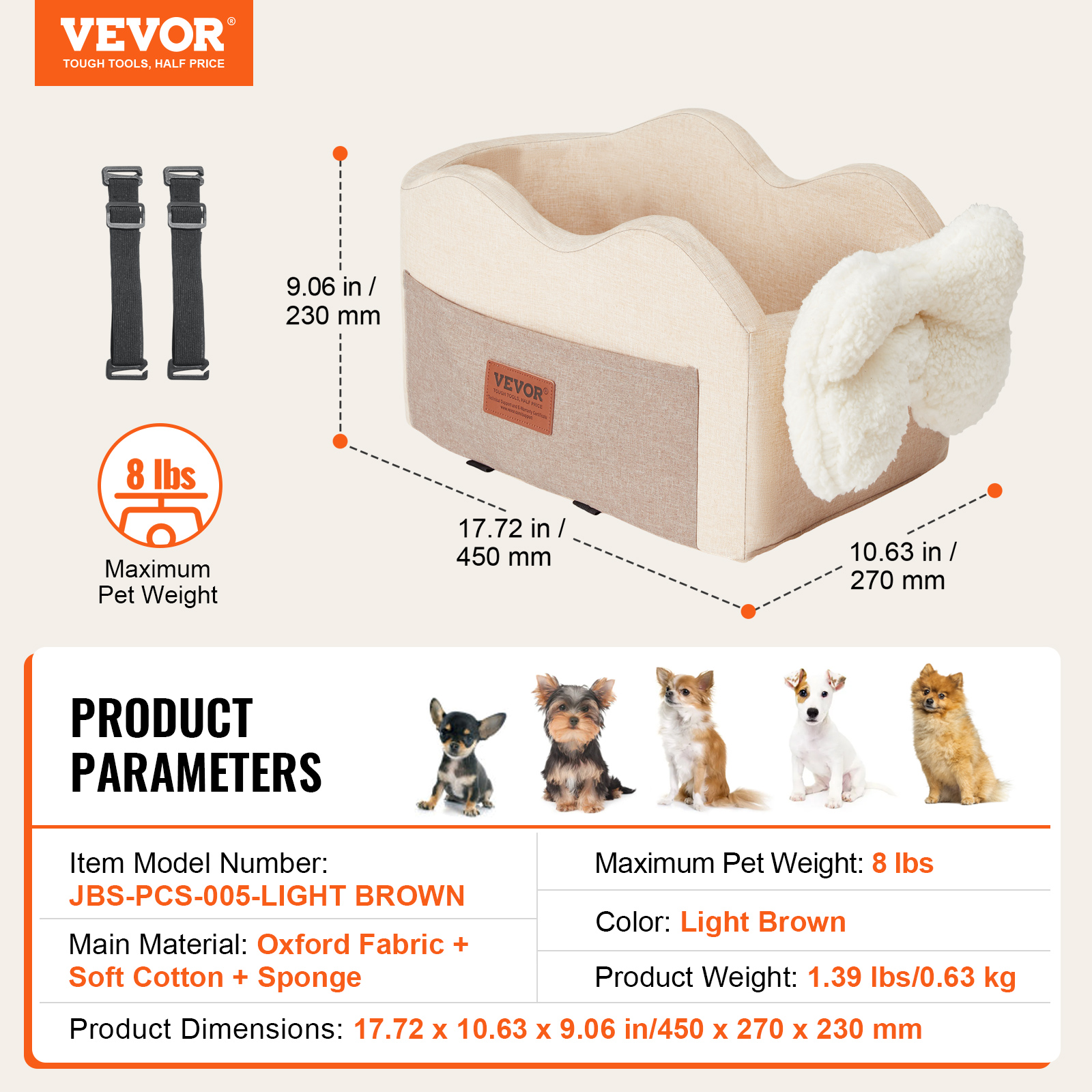 Dog Booster Car Seat Pet Car Seat for Small Medium Large Dog up to 100/8lb - Picture 57 of 146