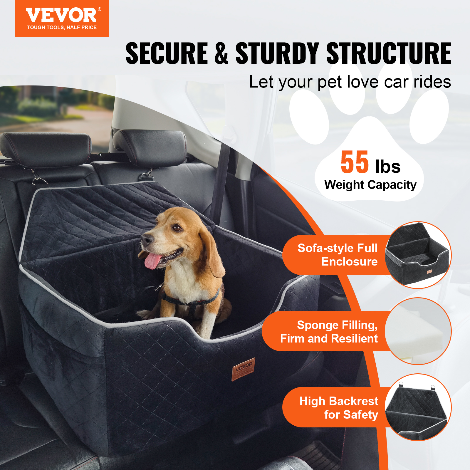 Dog Booster Car Seat Pet Car Seat for Small Medium Large Dog up to 100/8lb - Picture 64 of 146