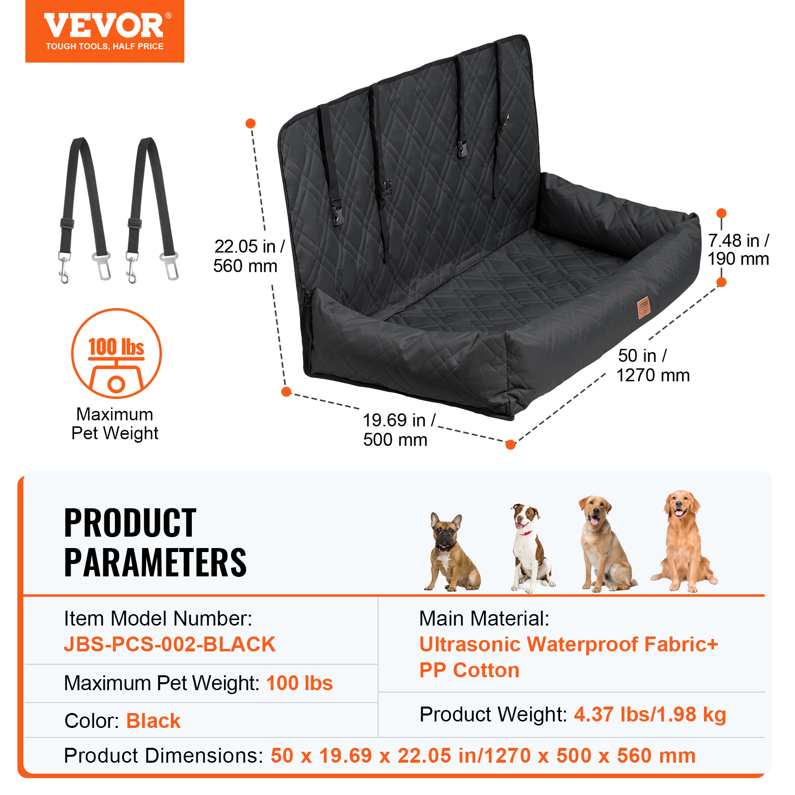 Dog Booster Car Seat Pet Car Seat for Small Medium Large Dog up to 100/8lb - Picture 81 of 146