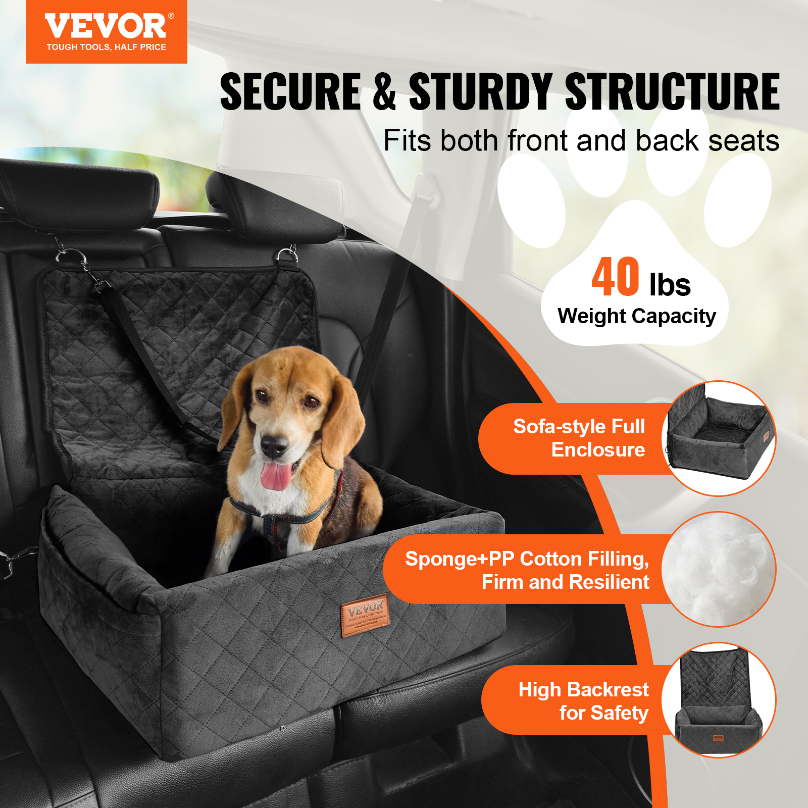 Dog Booster Car Seat Pet Car Seat for Small Medium Large Dog up to 100/8lb - Picture 100 of 146