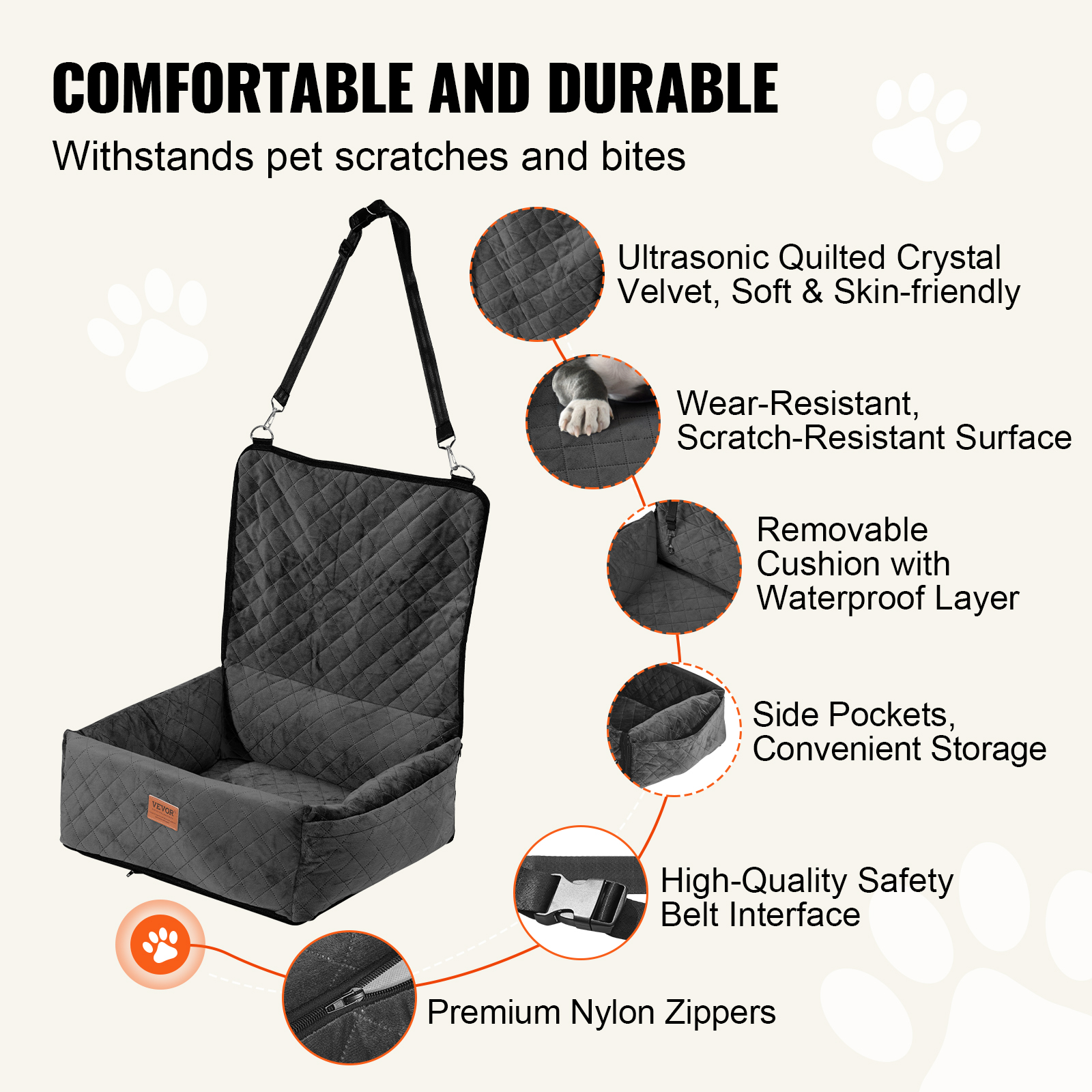 Dog Booster Car Seat Pet Car Seat for Small Medium Large Dog up to 100/8lb - Picture 101 of 146