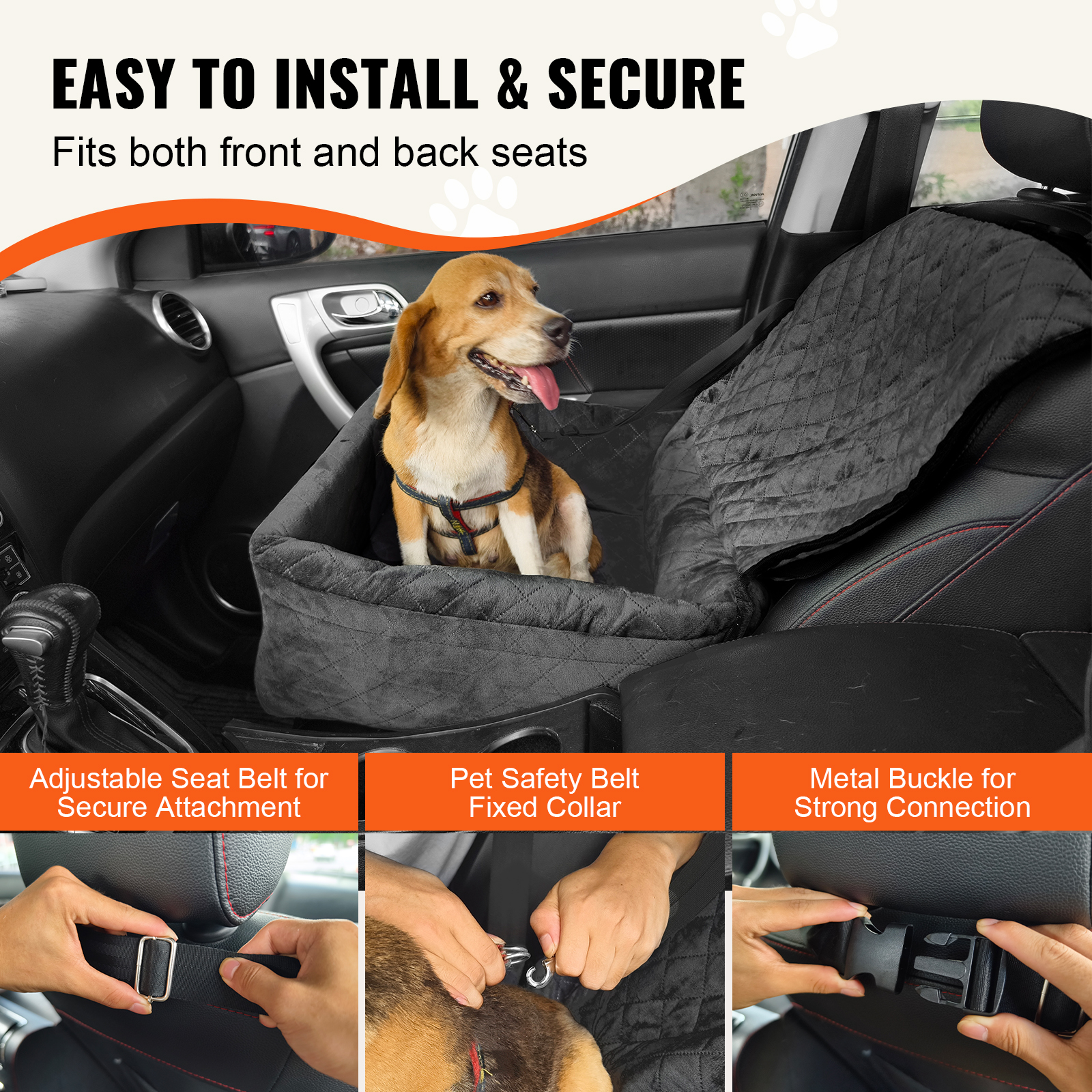 Dog Booster Car Seat Pet Car Seat for Small Medium Large Dog up to 100/8lb - Picture 102 of 146
