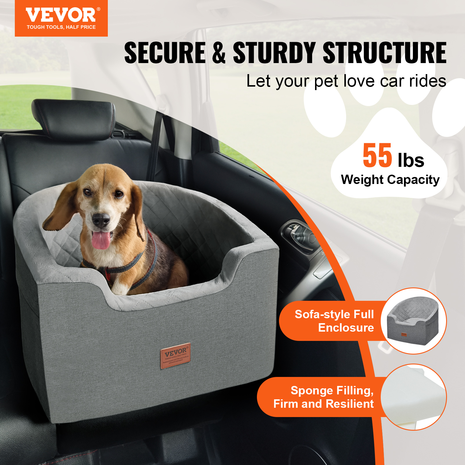 Dog Booster Car Seat Pet Car Seat for Small Medium Large Dog up to 100/8lb - Picture 112 of 146