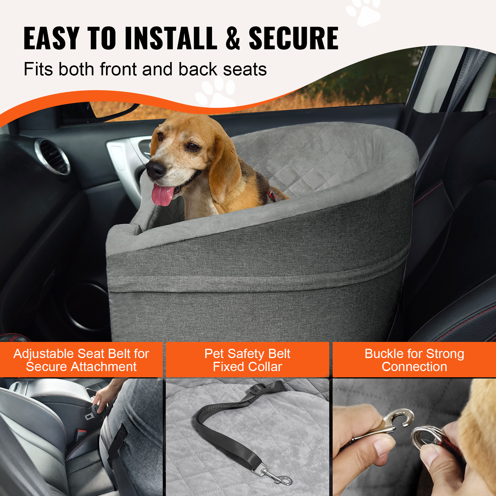 Dog Booster Car Seat Pet Car Seat for Small Medium Large Dog up to 100/8lb - Picture 114 of 146