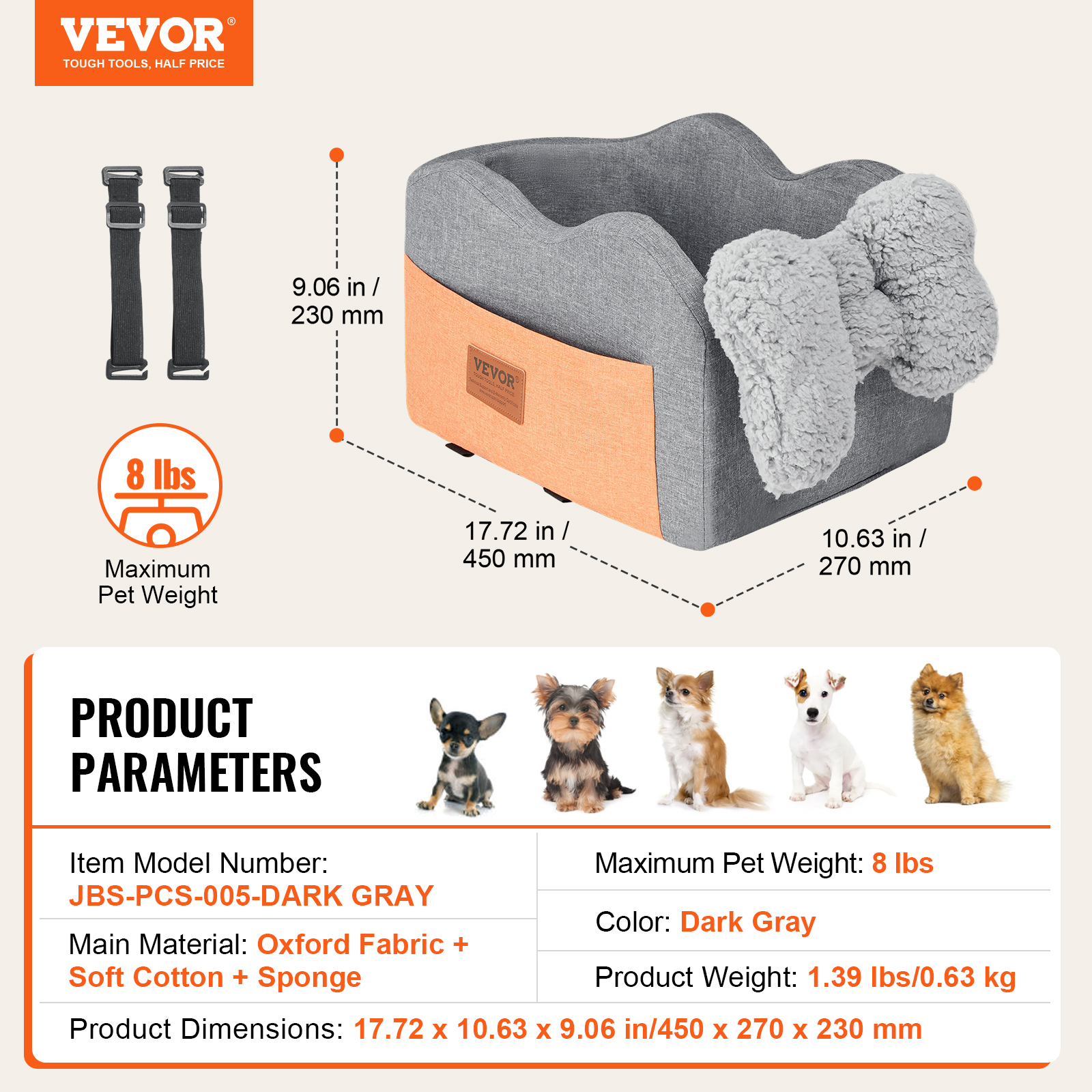 Dog Booster Car Seat Pet Car Seat for Small Medium Large Dog up to 100/8lb - Picture 129 of 146