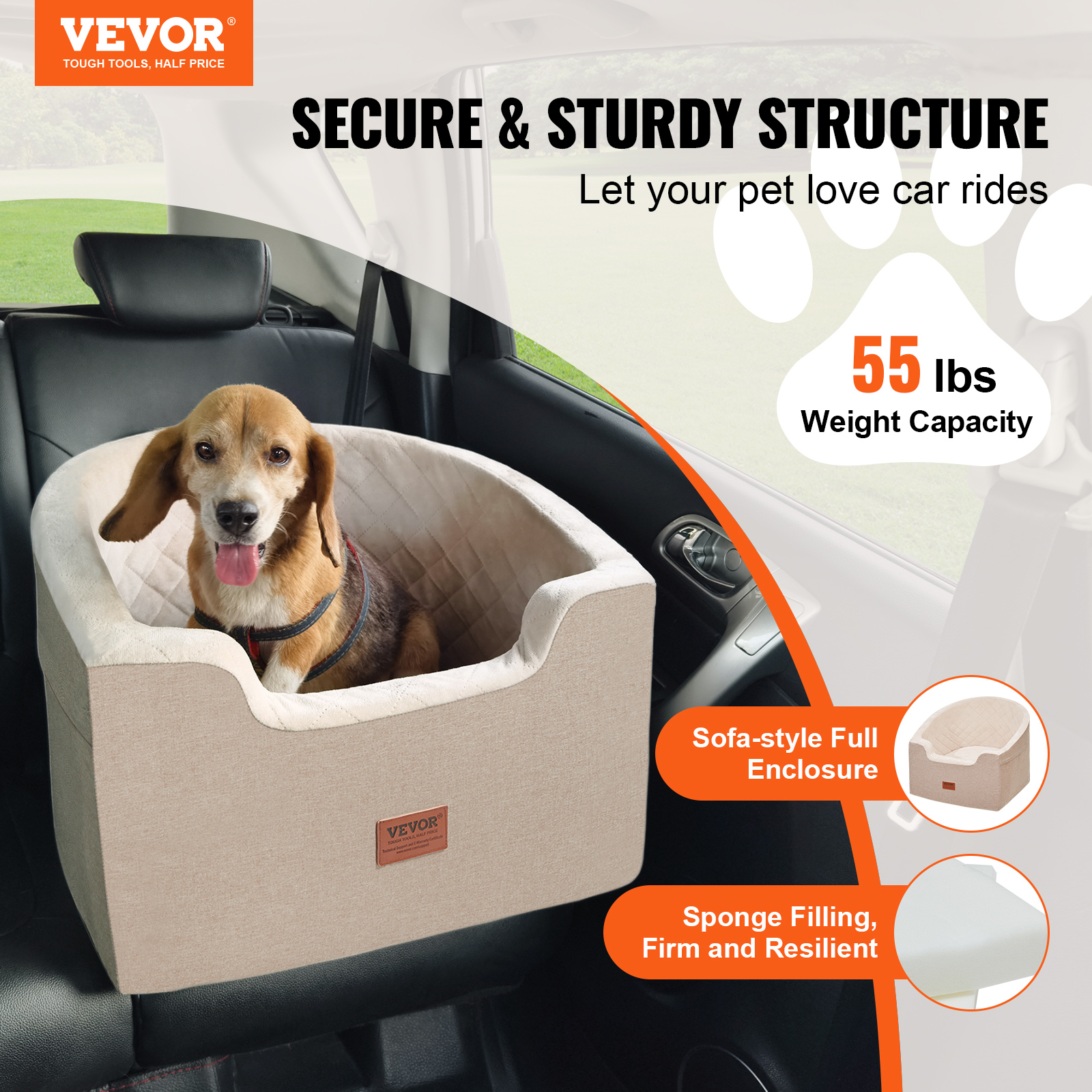 Dog Booster Car Seat Pet Car Seat for Small Medium Large Dog up to 100/8lb - Picture 136 of 146