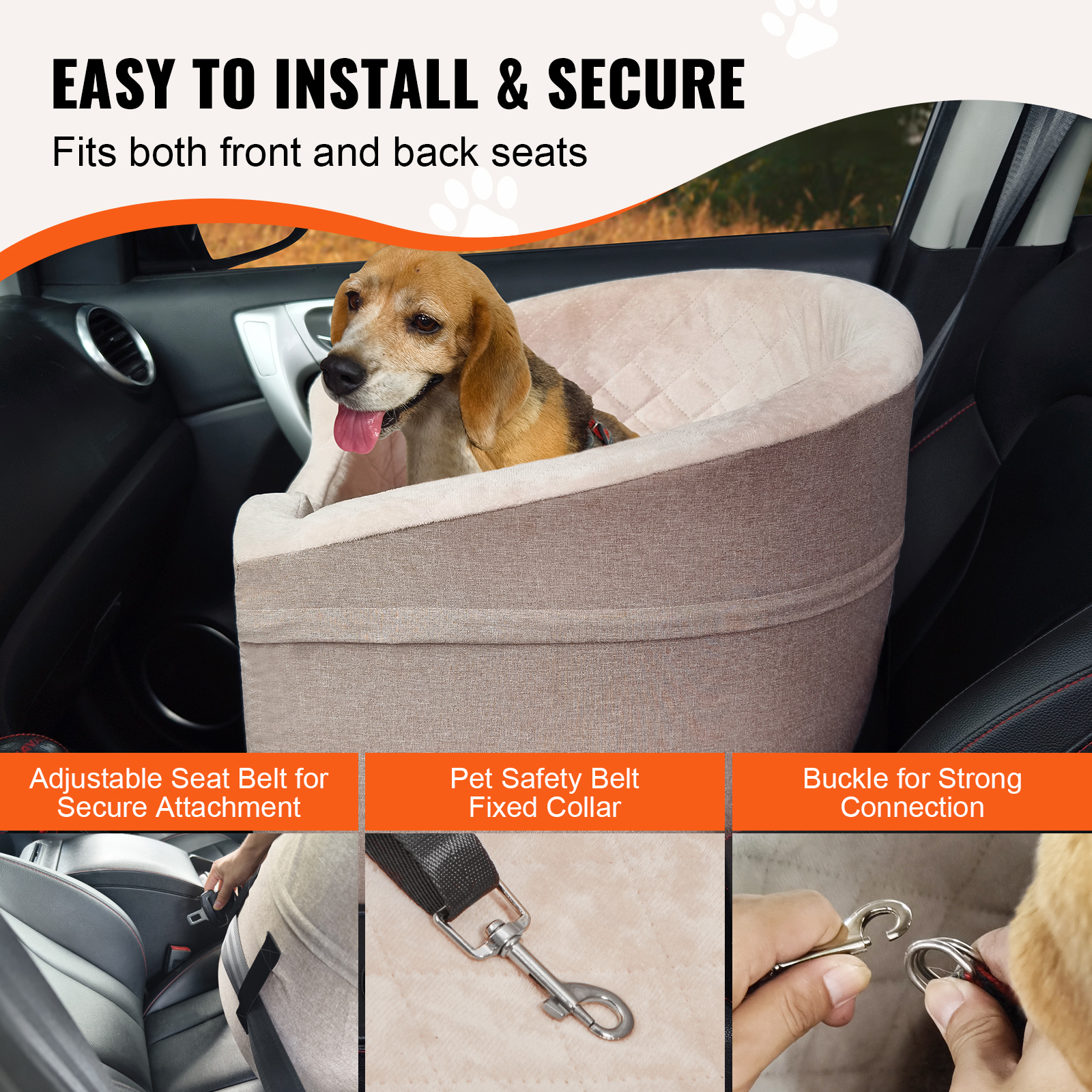Dog Booster Car Seat Pet Car Seat for Small Medium Large Dog up to 100/8lb - Picture 138 of 146