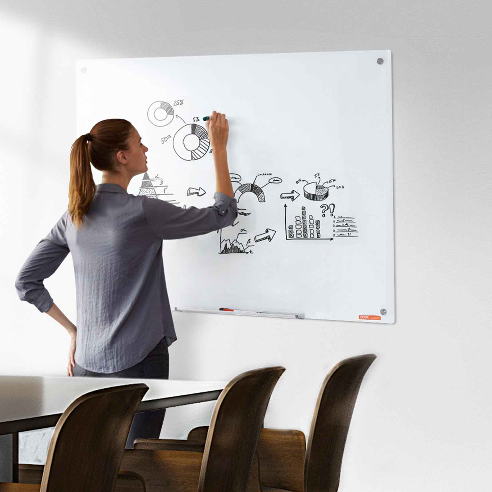 Uimoso Magnetic Glass Whiteboard Dry-Erase Board 36x24/72x36/48x32" Wall Mounted - Picture 46 of 50
