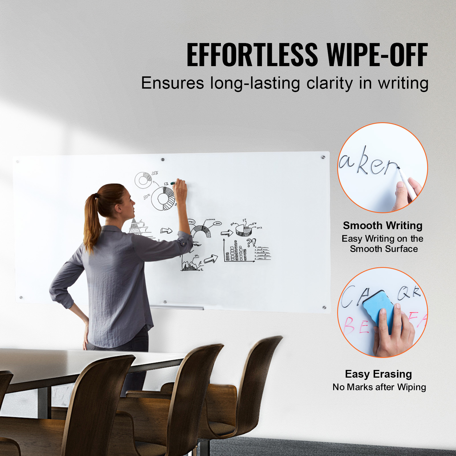 Uimoso Magnetic Glass Whiteboard Dry-Erase Board 36x24/72x36/48x32" Wall Mounted - Picture 28 of 50