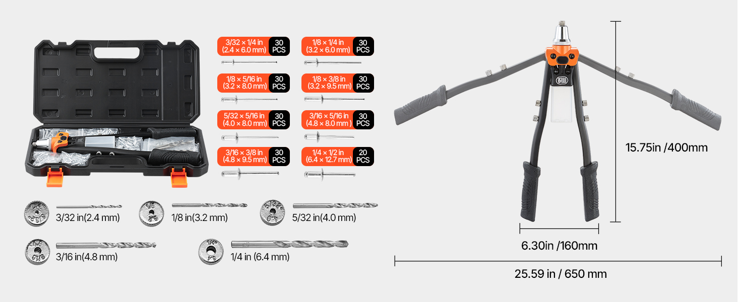 Two handed rivet gun usage