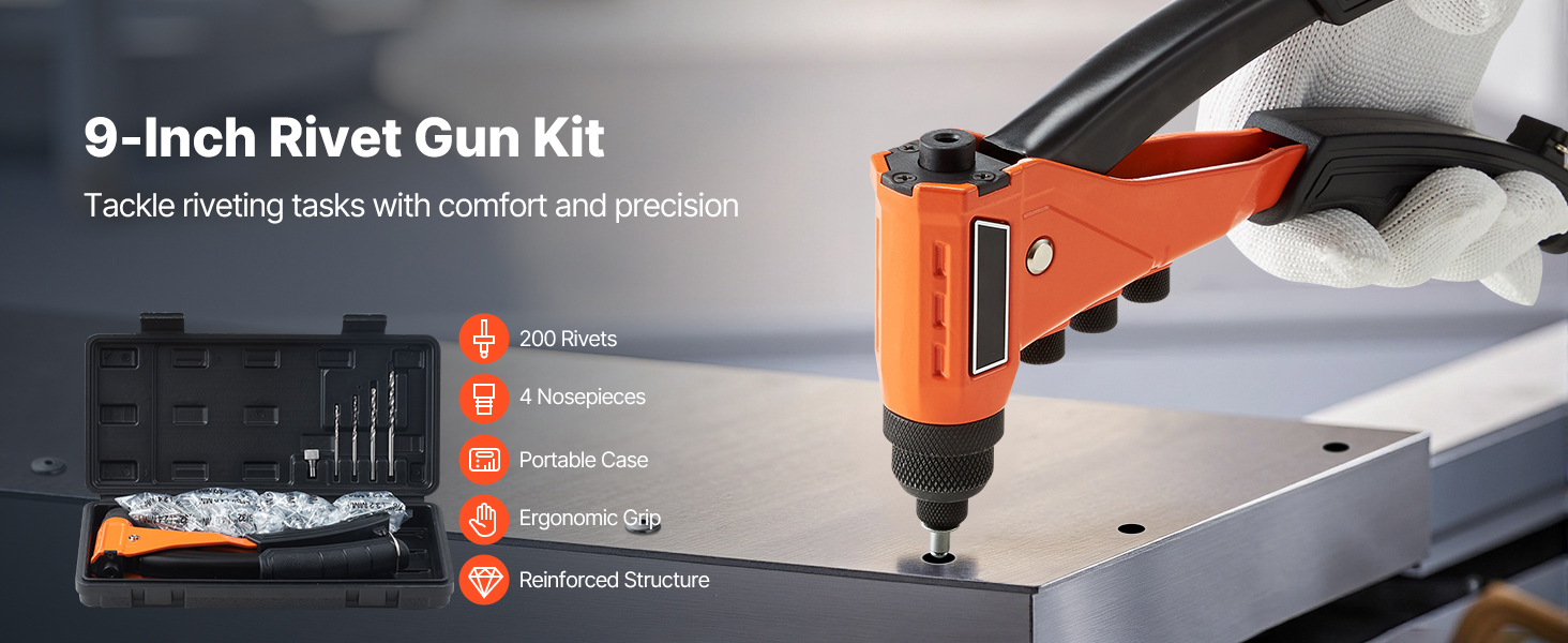 Rivet gun kit organized in case