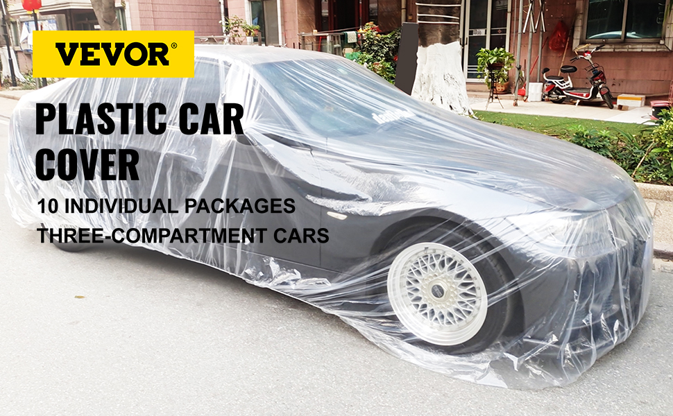 LOT 10pcs Clear Plastic Temporary Universal Disposable Car Cover