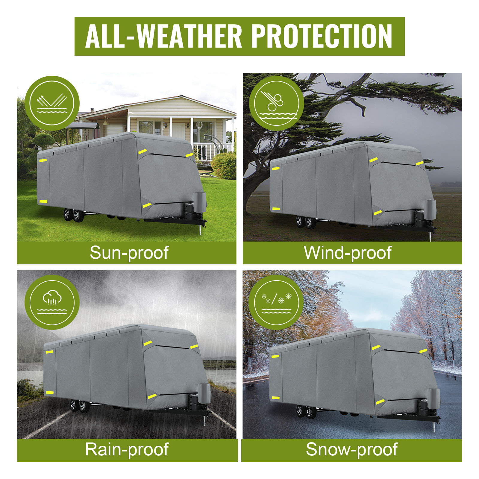 VEVOR RV Cover 20'-22' RV & Trailer Cover Extra-Thick 4 Layers Travel Trailer RV Cover Durable Camper Cover, Waterproof Breathable Anti-UV Ripstop for RV Motorhome with Adhesive Patch & Storage Bag