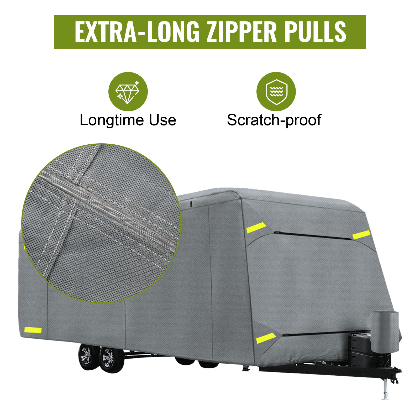 VEVOR RV Cover 20'-22' RV & Trailer Cover Extra-Thick 4 Layers Travel Trailer RV Cover Durable Camper Cover, Waterproof Breathable Anti-UV Ripstop for RV Motorhome with Adhesive Patch & Storage Bag
