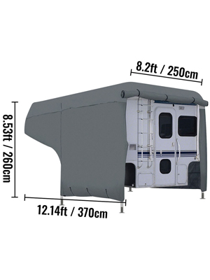 VEVOR RV Cover, 10'-12' Travel Trailer RV Cover, Windproof RV & Trailer Cover, Extra-Thick 4 Layers Durable Camper Cover, Waterproof Ripstop Anti-UV for RV Motorhome with Adhesive Patch & Storage Bag