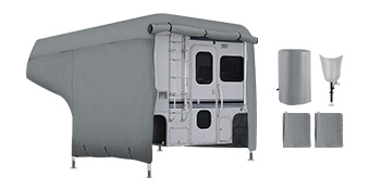 VEVOR RV Cover, 10'-12' Travel Trailer RV Cover, Windproof RV & Trailer Cover, Extra-Thick 4 Layers Durable Camper Cover, Waterproof Ripstop Anti-UV for RV Motorhome with Adhesive Patch & Storage Bag