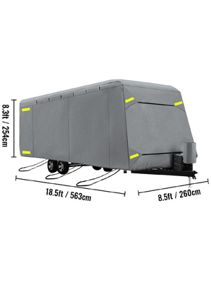 VEVOR RV Cover, 16'-18' Travel Trailer RV Cover, Windproof RV & Trailer Cover, Extra-Thick 4 Layers Durable Camper Cover, Waterproof Ripstop Anti-UV for RV Motorhome with Adhesive Patch & Storage Bag