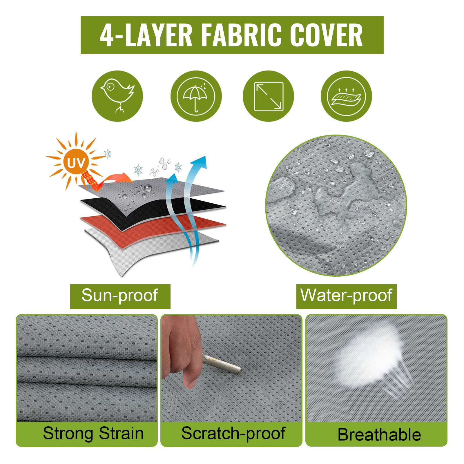 VEVOR RV Cover, 16'-18' Travel Trailer RV Cover, Windproof RV & Trailer Cover, Extra-Thick 4 Layers Durable Camper Cover, Waterproof Ripstop Anti-UV for RV Motorhome with Adhesive Patch & Storage Bag