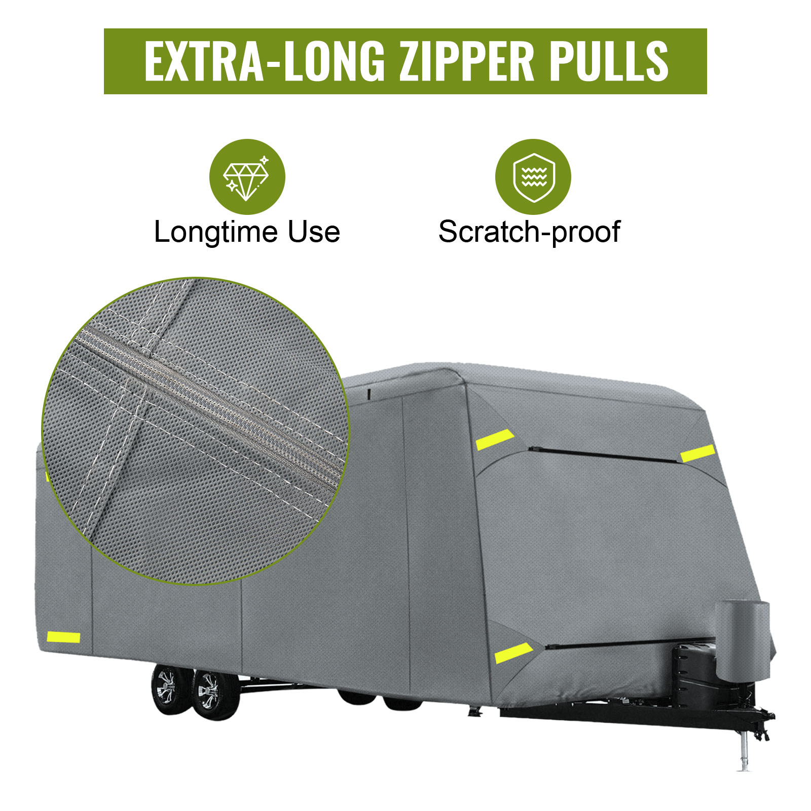 Travel Trailer RV Cover,Waterproof & Windproof Camper Cover Fits 16~18FT RV  Trailer,Upgraded 420D Heavy Duty Polyester Oxford Durable, UV, Water