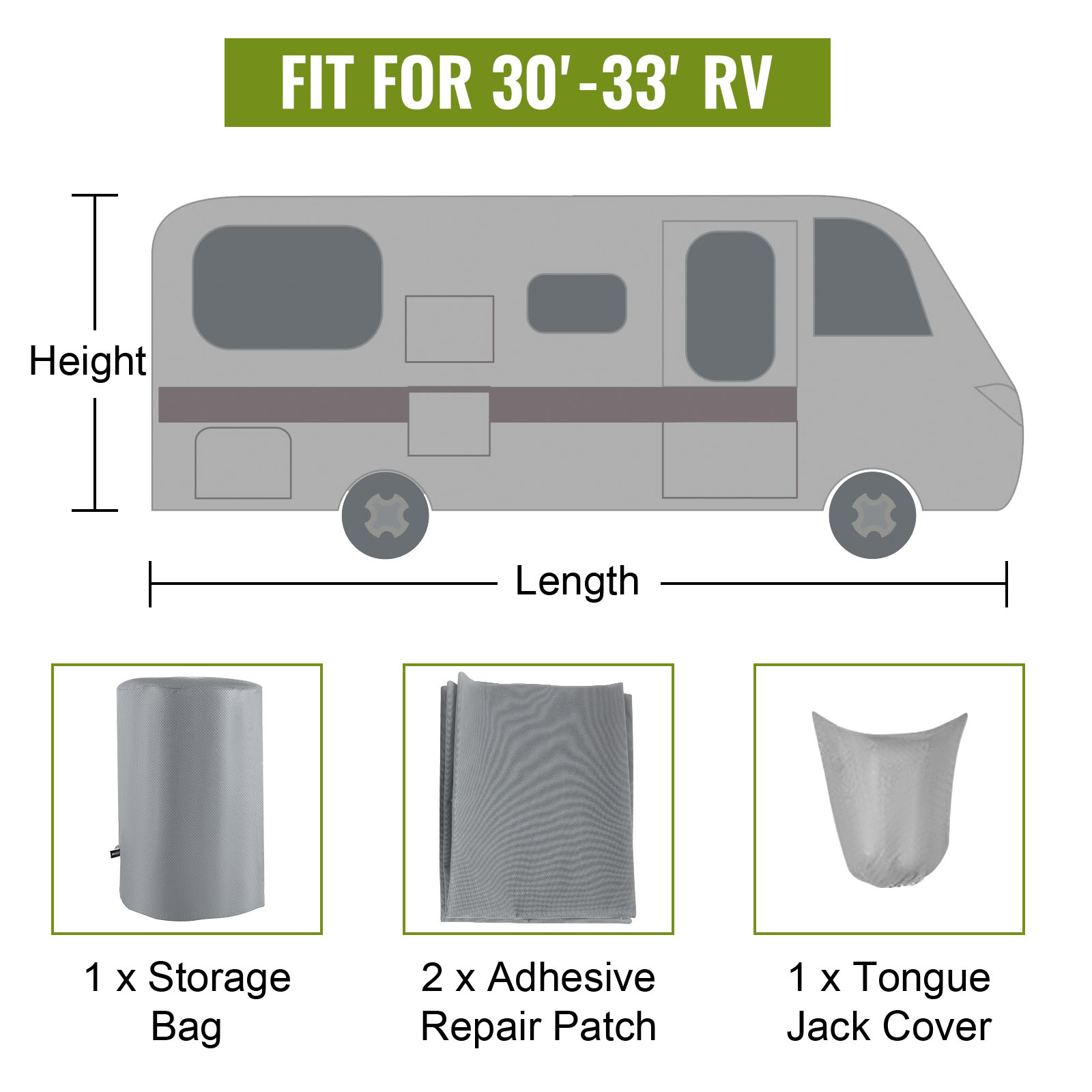 Leader Accessories 35'-38' Travel Trailer RV Cover Windproof Extra Thick  Upgraded 5 Layers Camper Cover with Adhesive Repair Patches