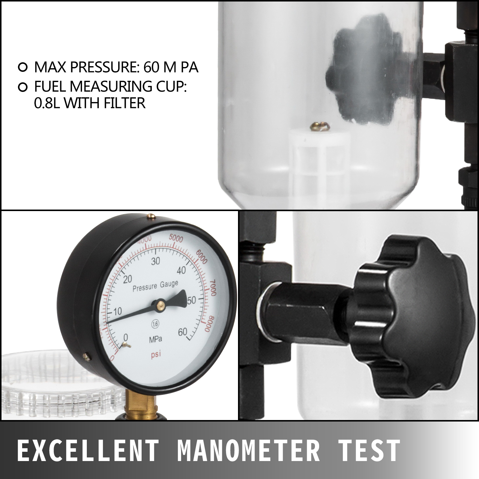 Diesel Einspritzdüsen Injektoren Tester Prüfgerät Abdrückgerät Werkzeug 0-600bar 