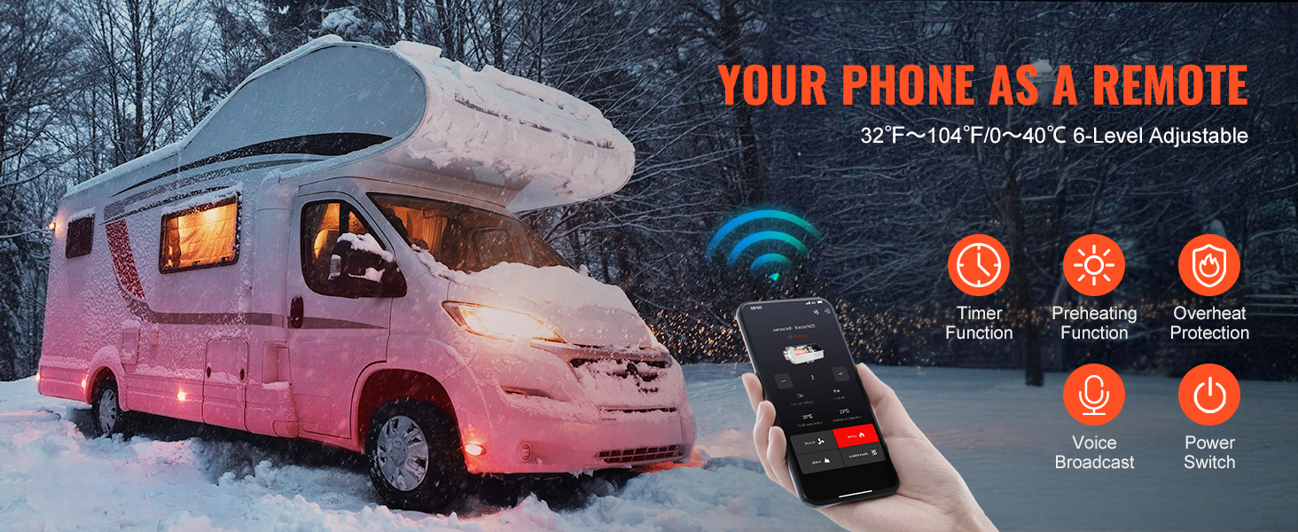 Uimoso 8KW Diesel Air Heater With Bluetooth APP Control - 12V/24V For Vehicles