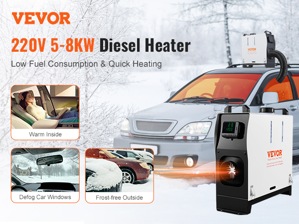 UISEBRT 8KW Diesel Luchtverwarmer 12V, Air Diesel Verwarming Standkachel met Afstandsbediening LCD Monitor, staande verwarming voor Auto RV Boten Vrachtwagen Camper Bus, Rood- Stijl A